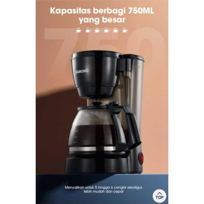Pekanbaru Coffee Maker Samono Sw-Cmb06B Big Capacity 750Ml Glass Pot / Mesin Kopi Samono Sw Cmb06B