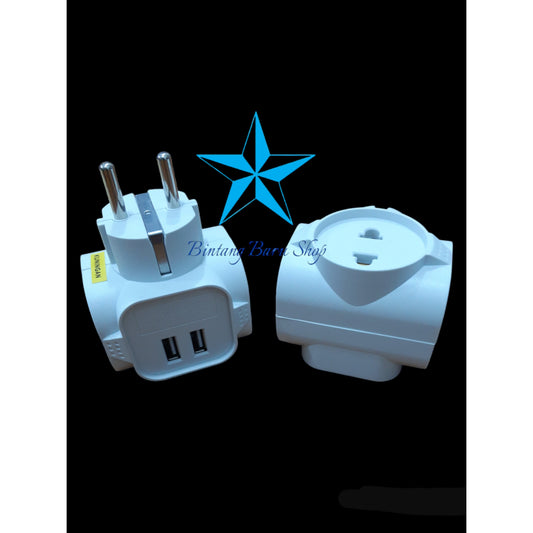Pekanbaru Steker T / Steker Cabang Orenchi Plus Usb /Steker Usb / Colokan Usb / Cok Cabang