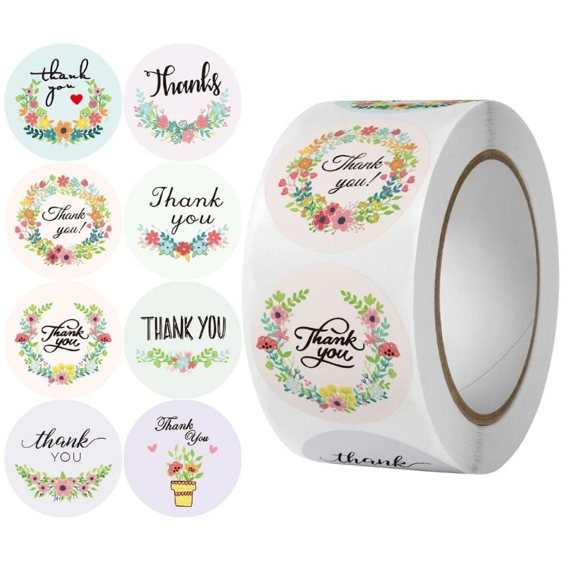 1 ROLL Stiker Label Thank You (500 Pcs) Sticker Ucapan Bulat Tempel Label Colorfull 2,5 cm