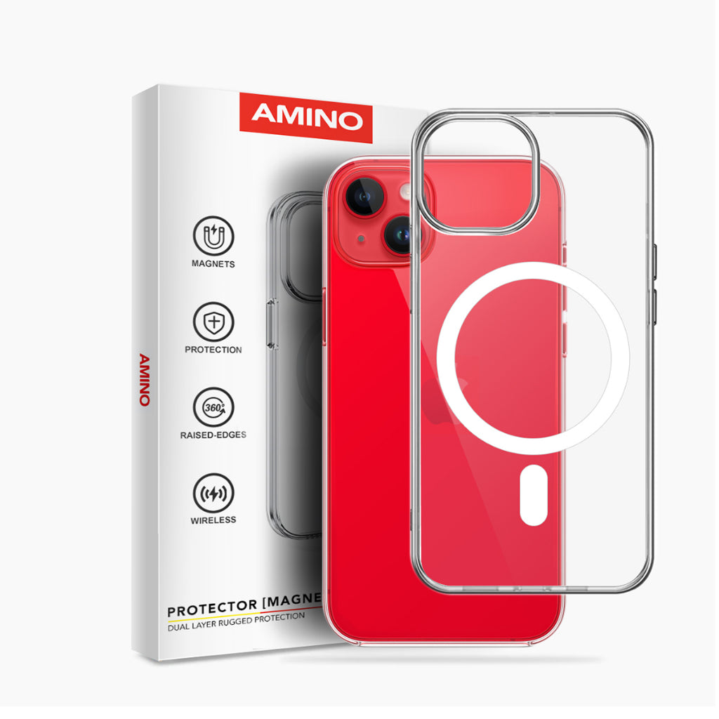 Magnetic Case Iphone Original AMINO Untuk Iphone 11 12 13 14 15 Pro Max Plus Clear Hybrid Bumper