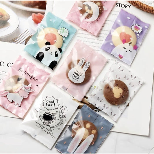 Pekanbaru Plastik Kue/ Cookies /Moon Cake Motif Cute Doff Non Seal Berbagai Ukuran Per Pack ( Motif Random)