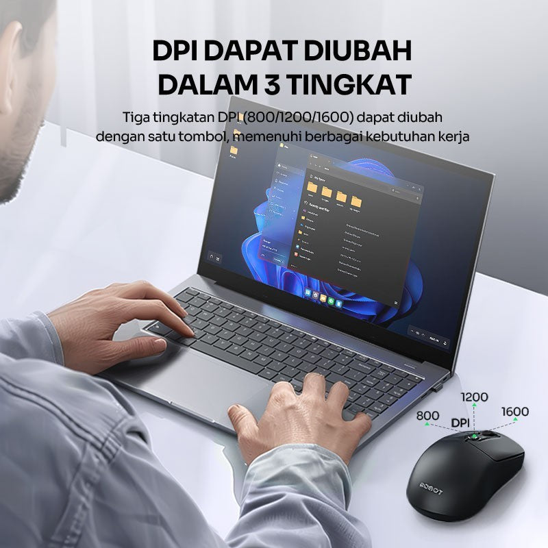 Pekanbaru Robot M207 Wireless Mouse Silent (800 - 1200 - 1600 Dpi)
