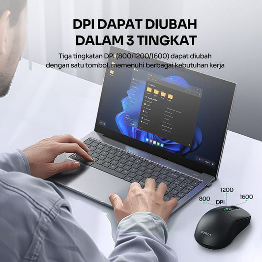 Pekanbaru Robot M207 Wireless Mouse Silent (800 - 1200 - 1600 Dpi)