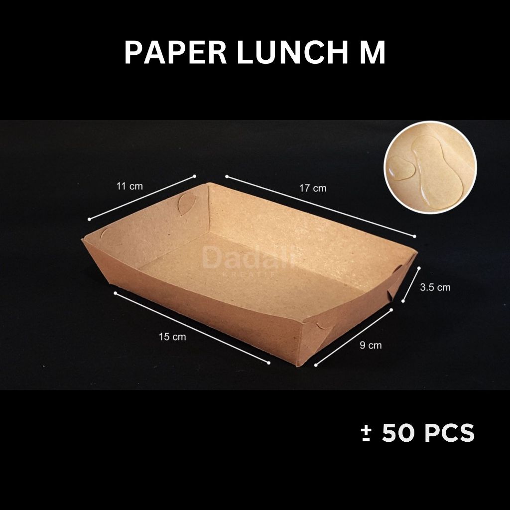 Paper Lunch Box L M M-HEMAT S XS Kemasan Dimsum Ayam Geprek Mie Gorengan Brownies Laminasi Food Tray