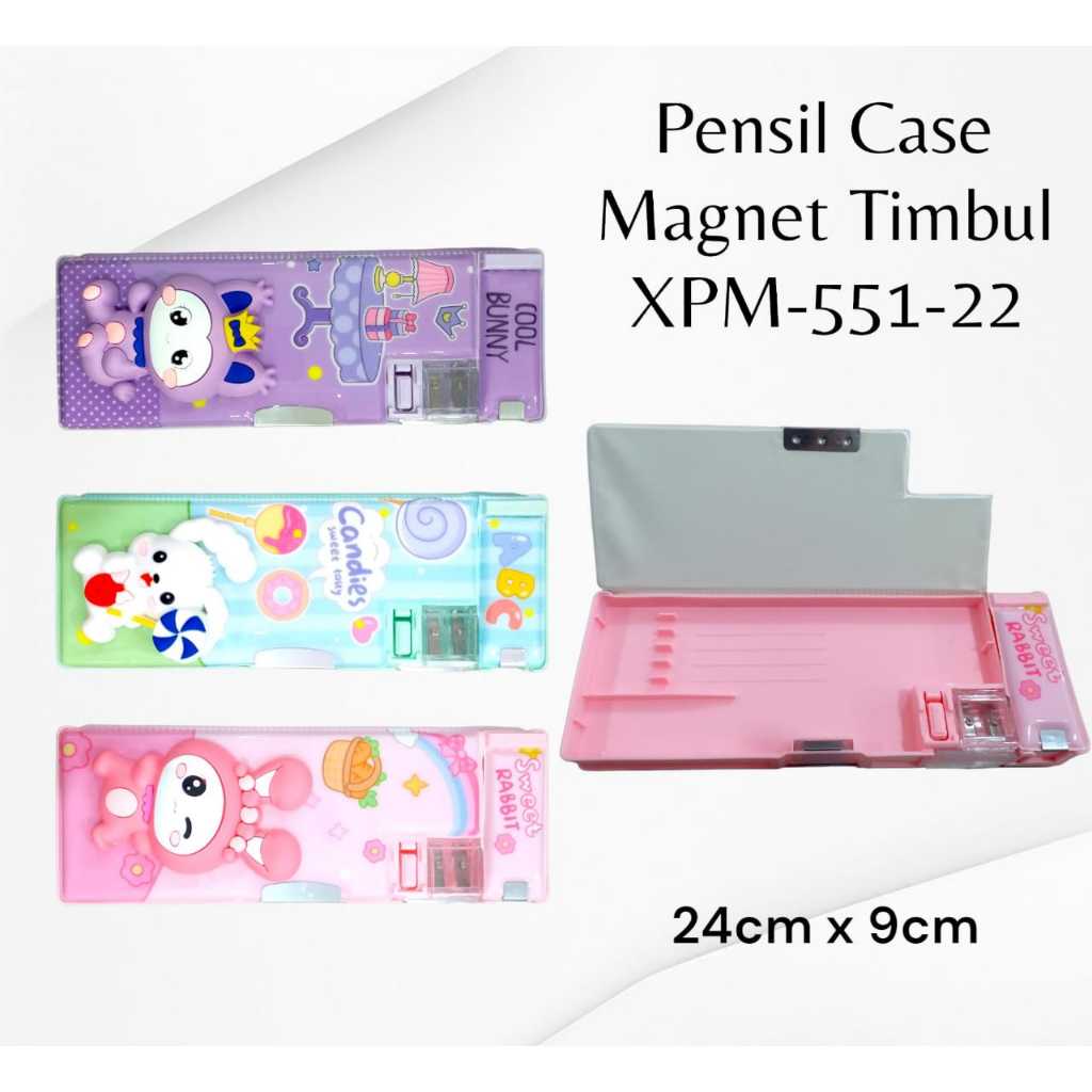 Pekanbaru Pensil Case Magnet Timbul /Kotak Pensil Motif Timbul Motif Cewk
