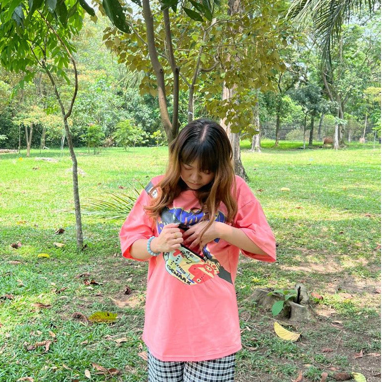 [littlecrab] Kaos Oversize Kantong Tas Kaus Gambar 3d Waistbag Baju Serbaguna Motif Swag Genanx Tshirt With Bag