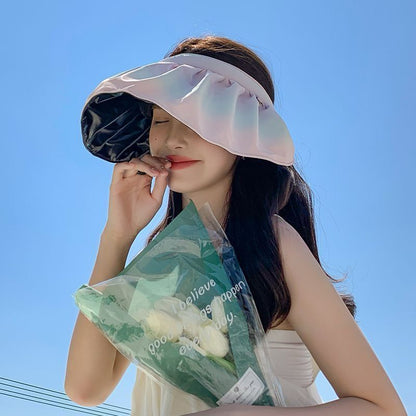 [littlecrab] Topi Ombre Anti Sinar UV Fisherman Warna Pastel Aesthetic Bando Multifungsi Ringan Motif Kerang Pelangi UPF 50+ Sun Hat Topi Bando Serap Keringat Visors Korean Style