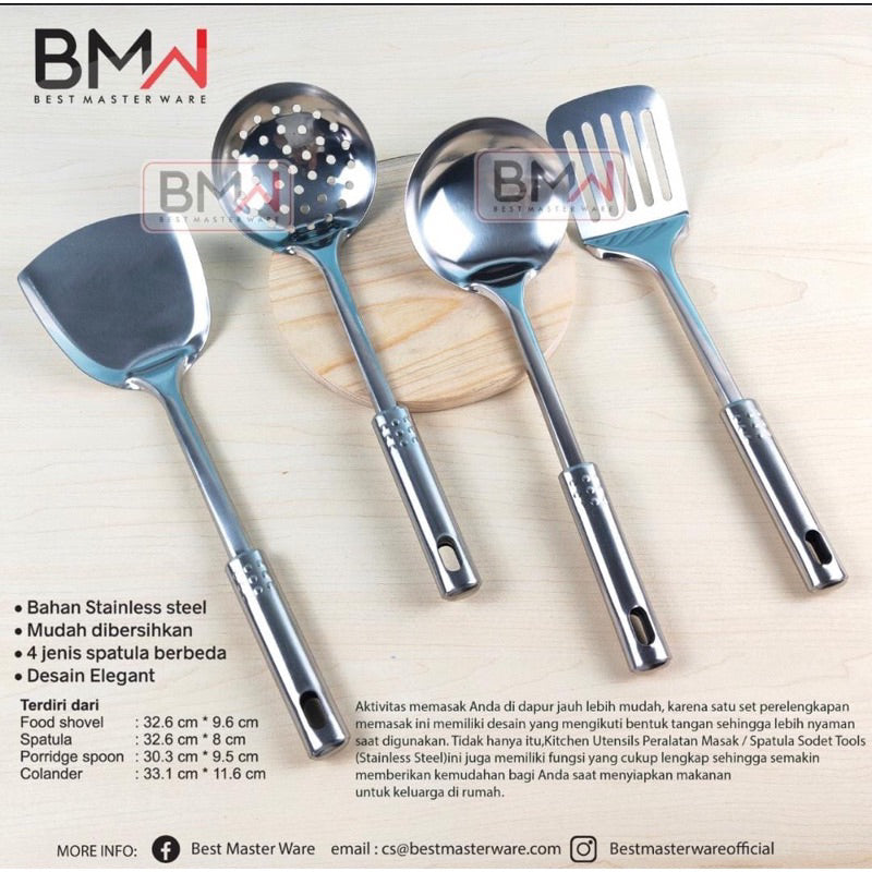 SPATULA SET ISI 4 PCS Bahan stainles spatula masak murah / set peralatan Masak