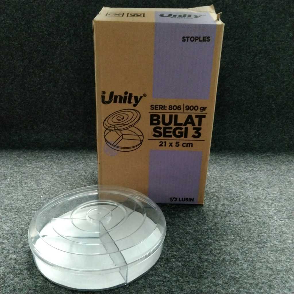 Pekanbaru Toples Unity 806 (900Gr) Bulat Besar Sekat 3 Per Lusin (Only Instant)