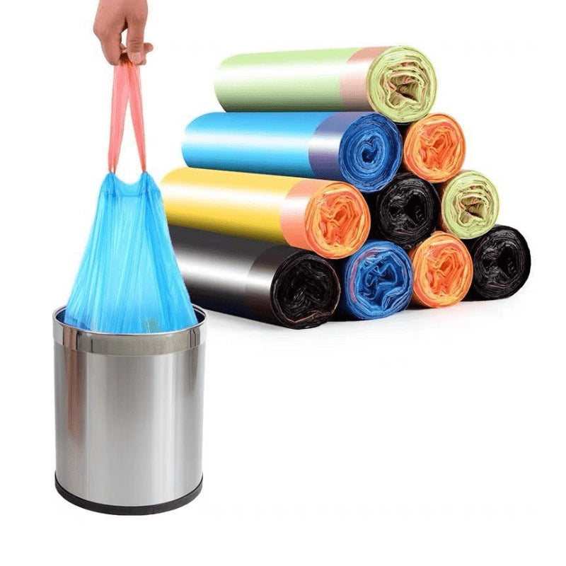 KANTONG SAMPAH GULUNG ROLL ISI 15PCS DENGAN TALI SERUT PREMIUM DISPOSABLE PLASTIC TRASH BAG