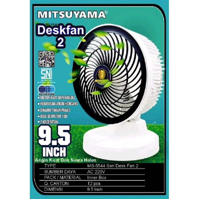 Pekanbaru Kipas Angin Meja  Mitsuyama 9 Inci Ms-5544 Dan 9,5 Inci Ms-5544 Desk Fan Ii Series