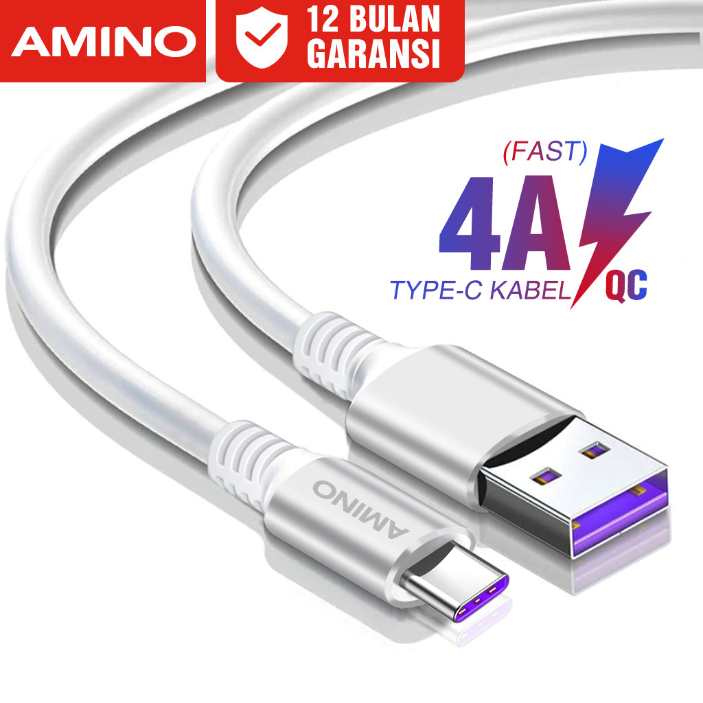 Kabel Data Charger 4A Micro USB / 4A TYPE C Original AMINO Cable Data Fast charging QC 3.0 Quick Charge untuk Xiomi Redmi Oppo Vivo Huawei