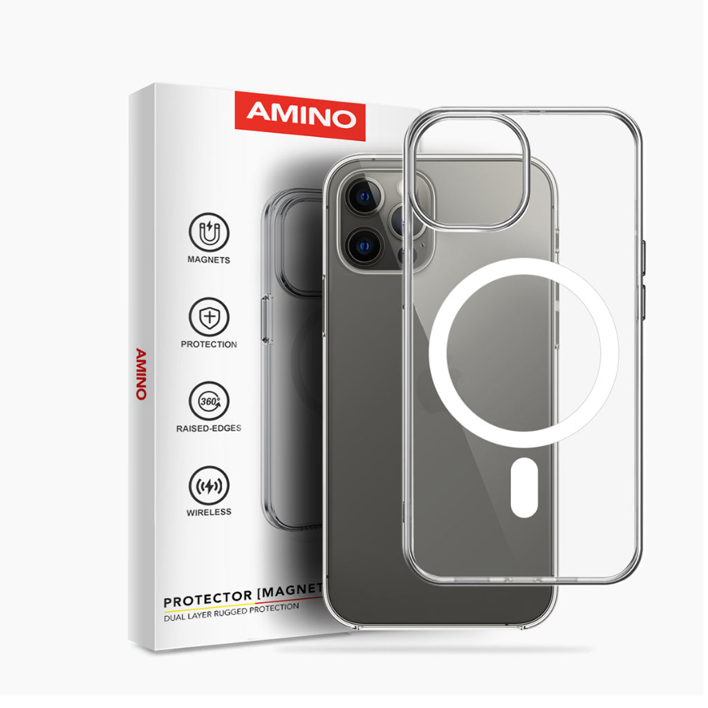 Magnetic Case Iphone Original AMINO Untuk Iphone 11 12 13 14 15 Pro Max Plus Clear Hybrid Bumper