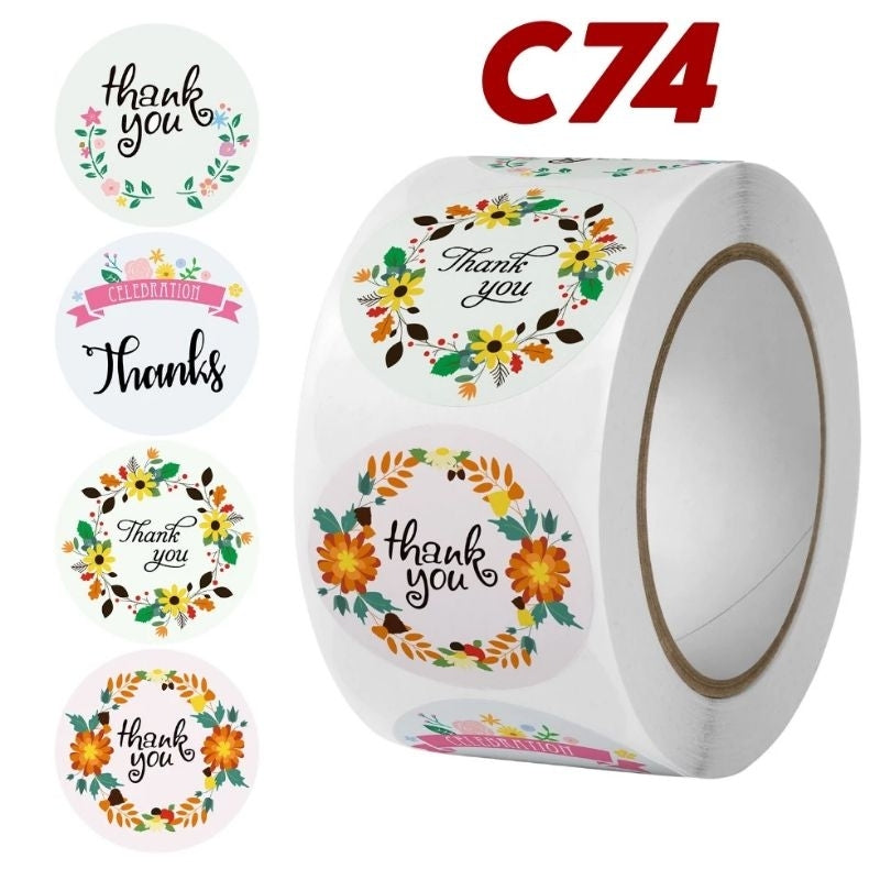 1 ROLL Stiker Label Thank You (500 Pcs) Sticker Ucapan Bulat Tempel Label Colorfull 2,5 cm