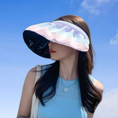[littlecrab] Topi Ombre Anti Sinar UV Fisherman Warna Pastel Aesthetic Bando Multifungsi Ringan Motif Kerang Pelangi UPF 50+ Sun Hat Topi Bando Serap Keringat Visors Korean Style