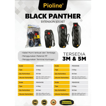 Pekanbaru Cok Sambung / Kabel Sambung / Stop Kontak Pioline Black Panther 2L 3L 4L 5L 5 Meter