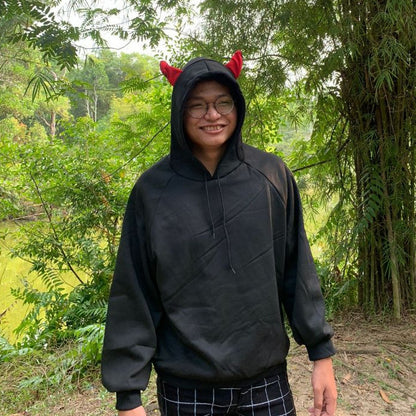 [littlecrab] Hoodie Oversize Hitam Merah Evil Premium Cute Devil Bahan Tebal Berkualitas Hoodie Malaikat Maut Unik Trending Korean Style