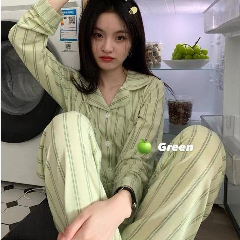 [littlecrab] Baju Tidur Set Kemeja Lengan Panjang Celana Panjang Piyama Setelan Full Pattern Kancing Depan Unik Motif Lucu Korean Style Sleep Wear