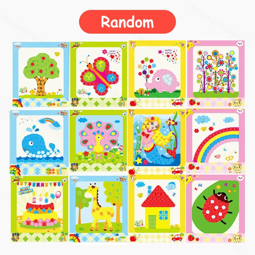 Diy Tempel Kancing Button Painting sticker Mainan Tempel sticker anak