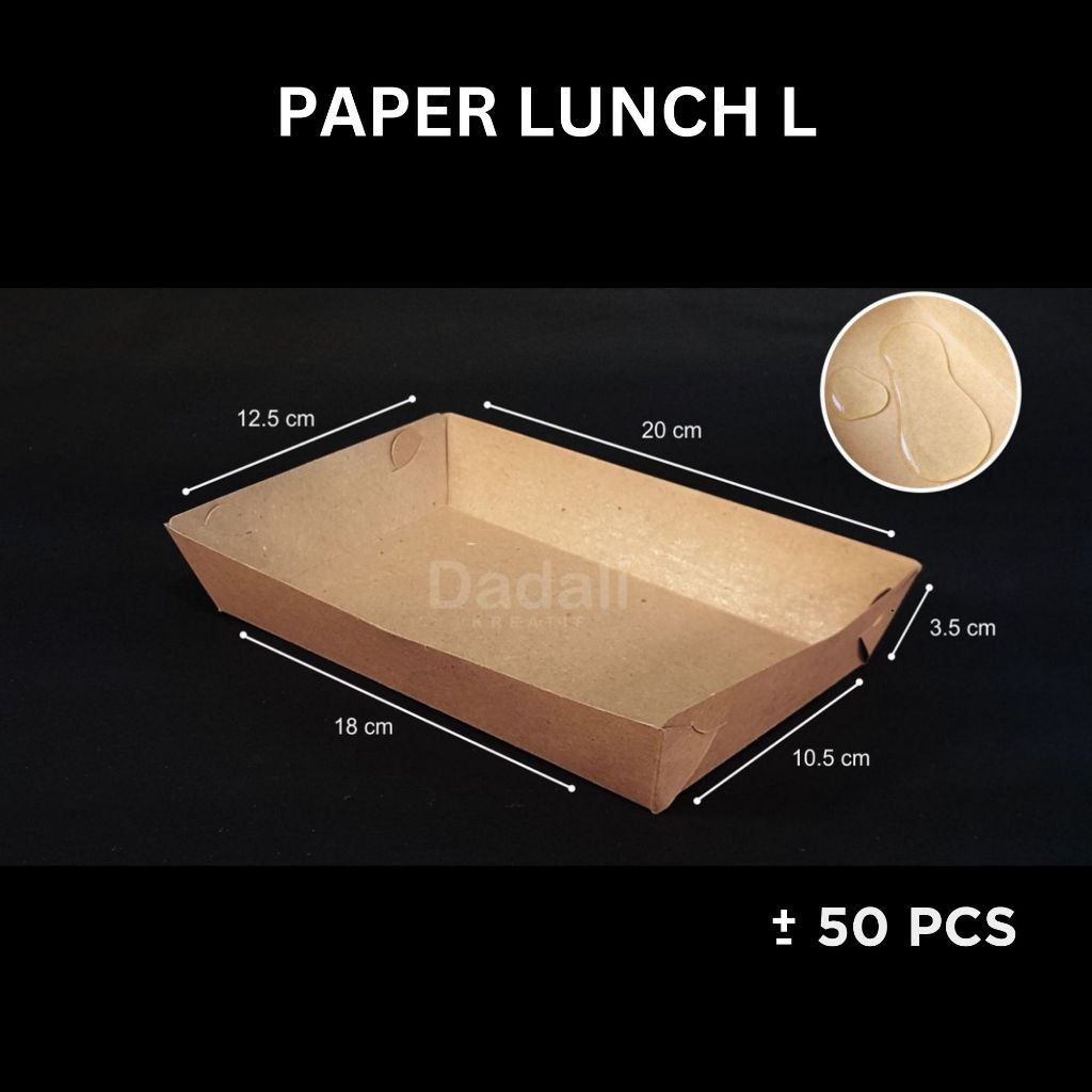 Paper Lunch Box L M M-HEMAT S XS Kemasan Dimsum Ayam Geprek Mie Gorengan Brownies Laminasi Food Tray