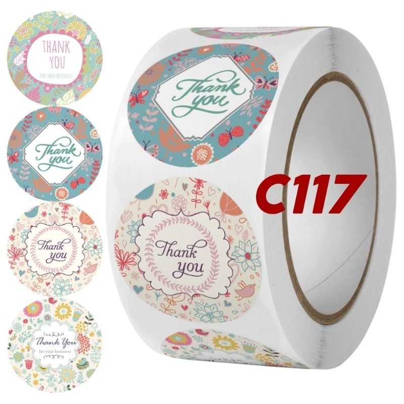 1 ROLL Stiker Label Thank You (500 Pcs) Sticker Ucapan Bulat Tempel Label Colorfull 2,5 cm