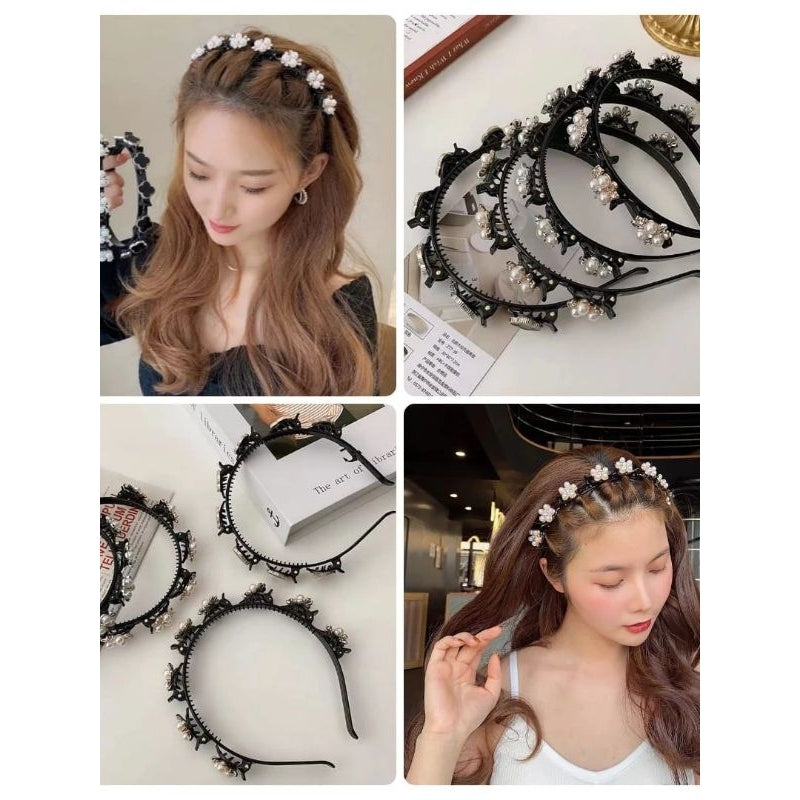 Pekanbaru Pengikat Bandana Penjepit Rambut Wanita Cewek Bando 2In1 Include Ikat Jepit