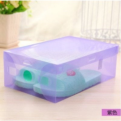 [HR] Kotak Sepatu Lipat Transparan Tebal Shoes Box Sepatu Transparan Kotak Rak Susun Sepatu Sandal Serbaguna Murah