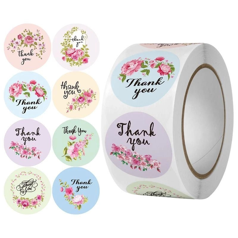 1 ROLL Stiker Label Thank You (500 Pcs) Sticker Ucapan Bulat Tempel Label Colorfull 2,5 cm