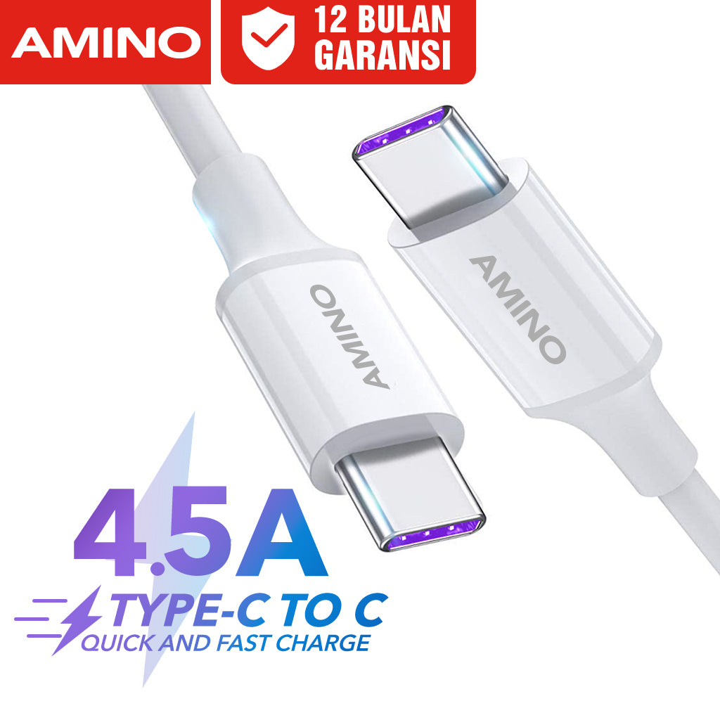 Kabel Data Charger TYPE C To TYPE C Original AMINO Cable Data Fast charging PD QC3.0 Quick Charger Untuk xiaomi samsung vivo huawei HQ