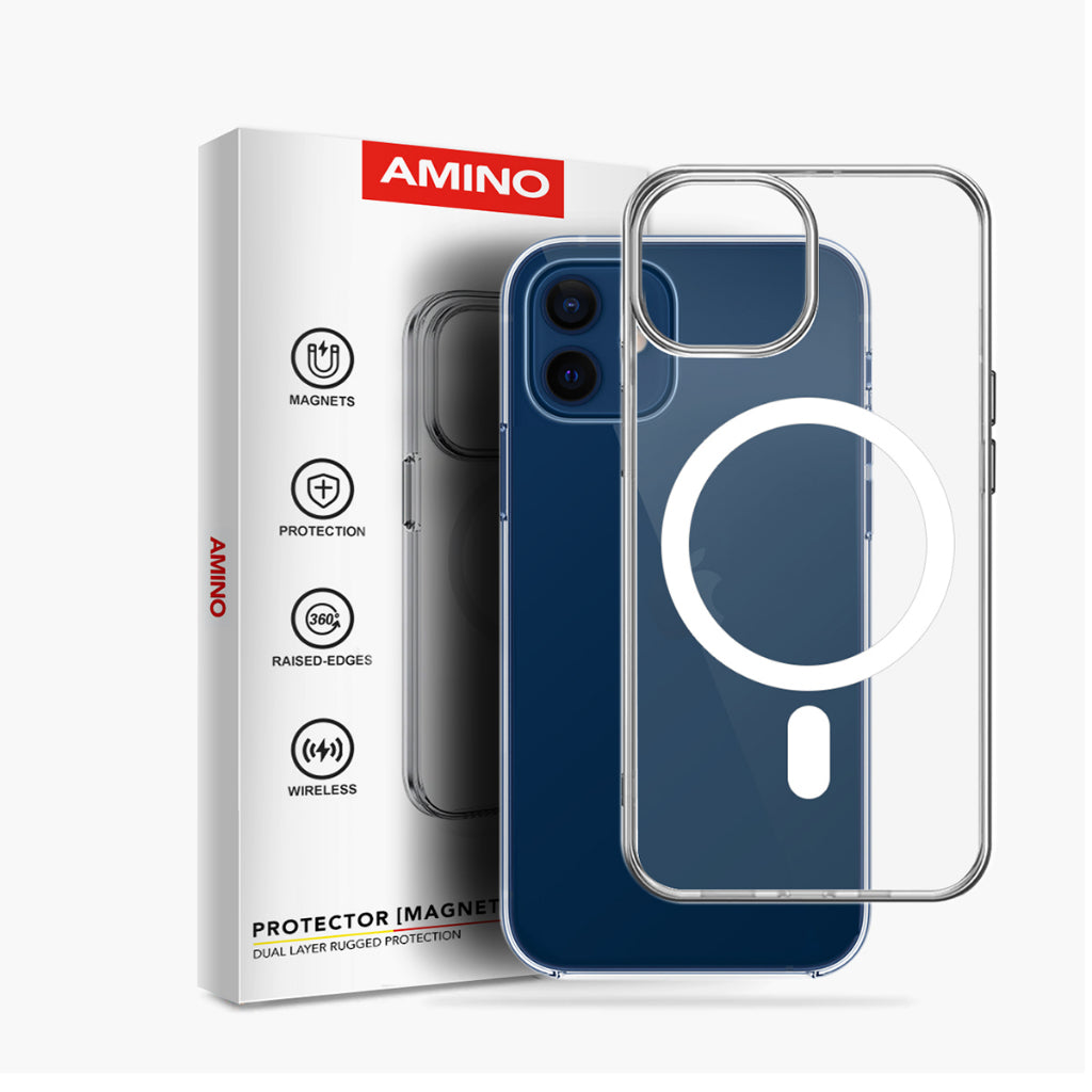 Magnetic Case Iphone Original AMINO Untuk Iphone 11 12 13 14 15 Pro Max Plus Clear Hybrid Bumper