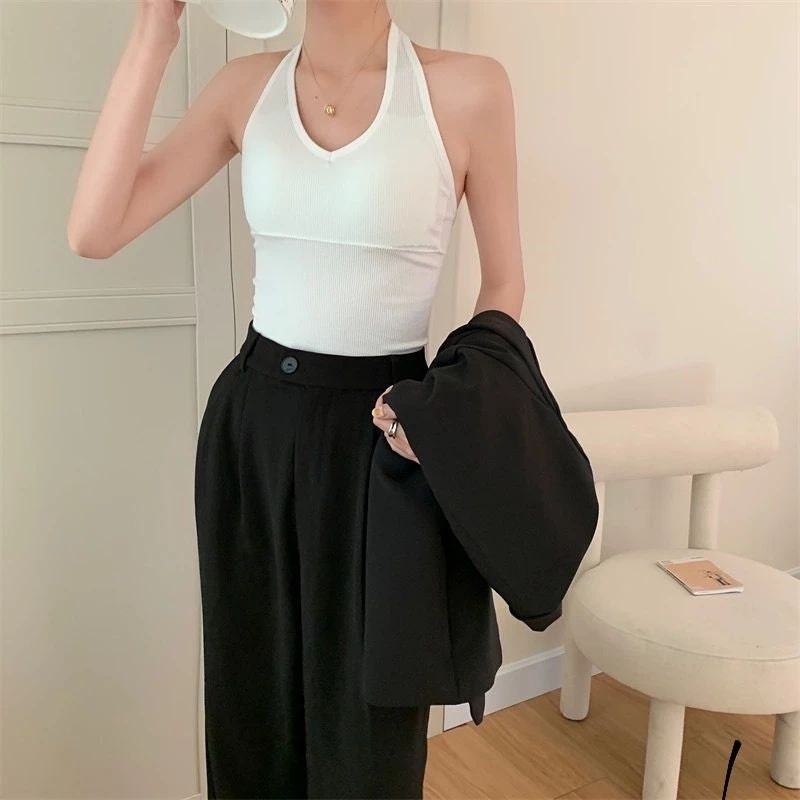 Pekanbaru Tanktop Bra Wanita Necktie Tanpa Kawat 6556 Model Atasan V-Neck Sexy Tali