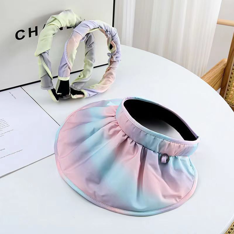 [littlecrab] Topi Ombre Anti Sinar UV Fisherman Warna Pastel Aesthetic Bando Multifungsi Ringan Motif Kerang Pelangi UPF 50+ Sun Hat Topi Bando Serap Keringat Visors Korean Style