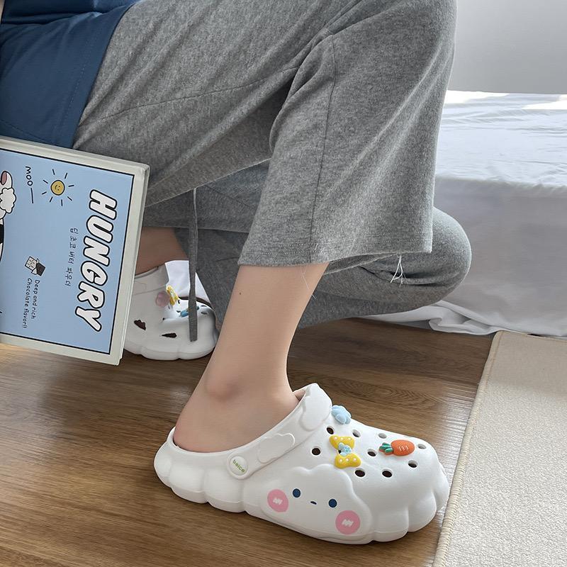 [littlecrab] Sandal Lobang Motif Awan Jibbitz Pita Bunga Wortel Sendal Eva Anti Air Unik Lucu Classic Korean Style