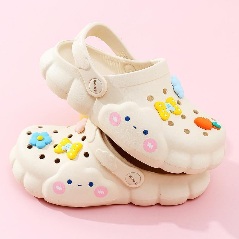 [littlecrab] Sandal Lobang Motif Awan Jibbitz Pita Bunga Wortel Sendal Eva Anti Air Unik Lucu Classic Korean Style