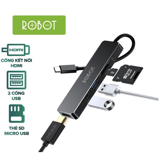 Pekanbaru Robot Usb Hub Type C Adapter Ht240S (Usb 2.0 / Usb 3.0 / Sd Card / Microsd / Hdmi)