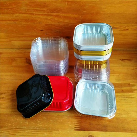 Pekanbaru Aluminium Tray Persegi 125Ml Berbagai Warna Per Pack
