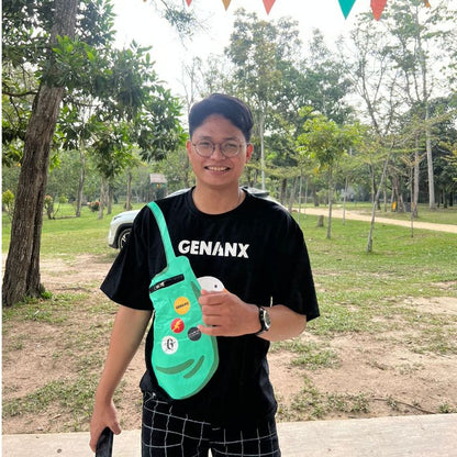 [littlecrab] Kaos Oversize Bebek Genanx Kantong Tas Kaus Gambar 3d Waistbag Ducky Baju Serbaguna Motif Unik Tshirt With Bag