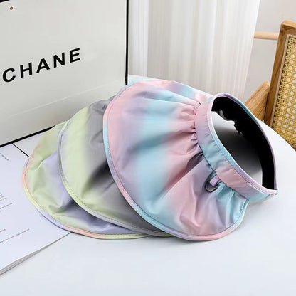 [littlecrab] Topi Ombre Anti Sinar UV Fisherman Warna Pastel Aesthetic Bando Multifungsi Ringan Motif Kerang Pelangi UPF 50+ Sun Hat Topi Bando Serap Keringat Visors Korean Style