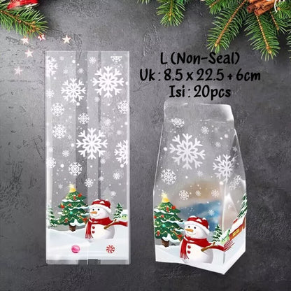 Pekanbaru Christmas Cookies Pouch / Plastik Cookies Natal Motif Salju Berbagai Ukuran