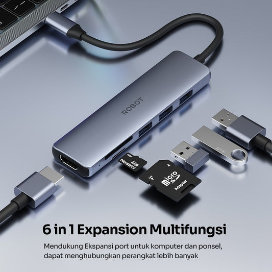 Pekanbaru Robot Usb Hub Type C Ht360 (Usb 3.0 / Sd / Microsd / Hdmi)