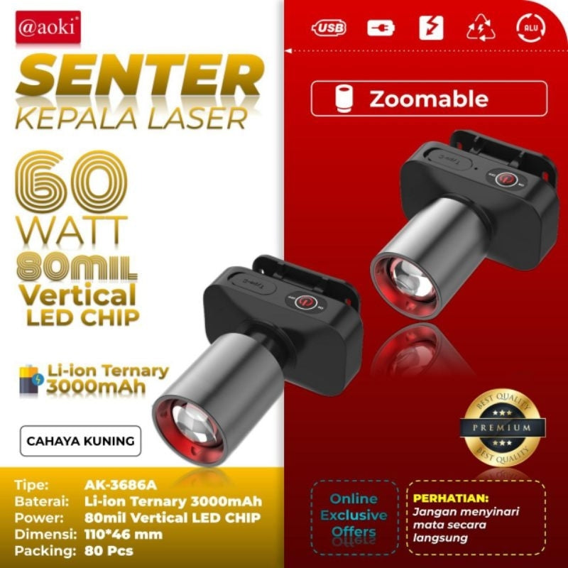 Pekanbaru Senter Kepala Zoom Lensa 50W Luby L-2905L / Luby L-2905K / Matsugi Mg-700L / Senter Zoom Aoki Ak-3685A
