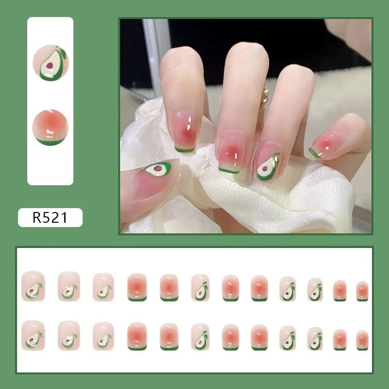 Pekanbaru (24Pcs Free Lem) Kuku Palsu Murah Tahan Air Fashion Nail Art 3D Korea Fake Nails Manicure