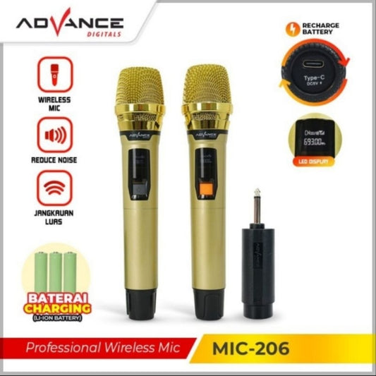 Pekanbaru Advance 2 Mic Wireless Uhf Digital Baterai Dapat Di Charge / Mic Advance Wireless Mic 206 Dapat Di Cas