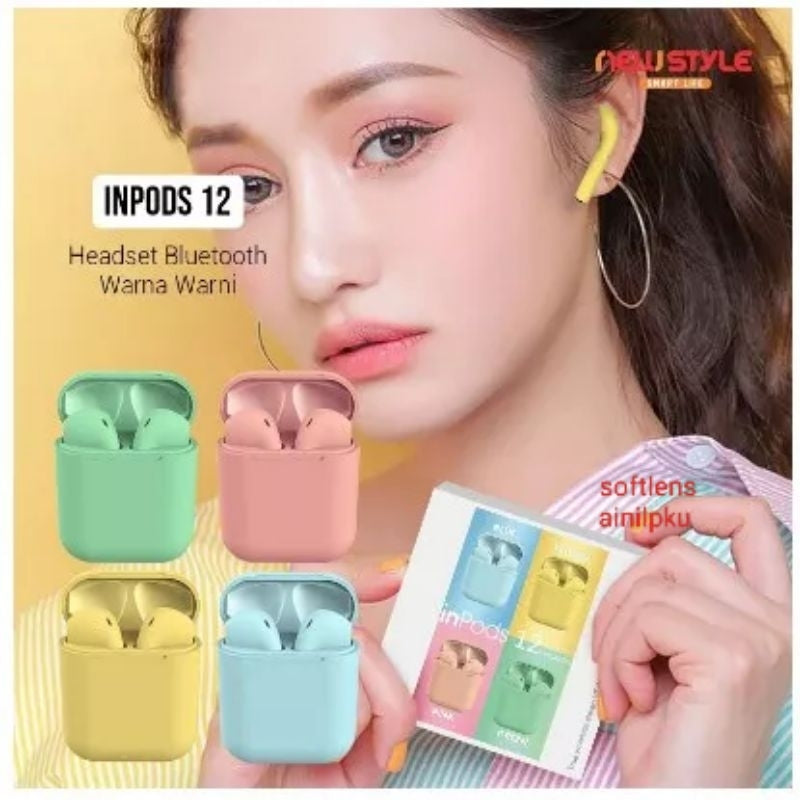Pekanbaru Inpods I12 Macaron  Headset Wireless I12 Macaronheadset Bluetooth Keluaran Terbaru, Sistem Touch Screen.