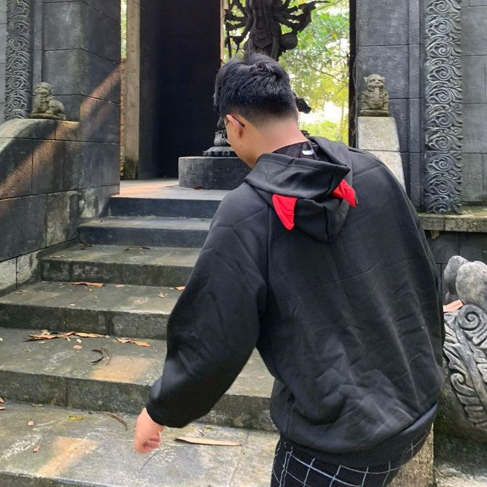 [littlecrab] Hoodie Oversize Hitam Merah Evil Premium Cute Devil Bahan Tebal Berkualitas Hoodie Malaikat Maut Unik Trending Korean Style