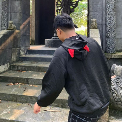 [littlecrab] Hoodie Oversize Hitam Merah Evil Premium Cute Devil Bahan Tebal Berkualitas Hoodie Malaikat Maut Unik Trending Korean Style