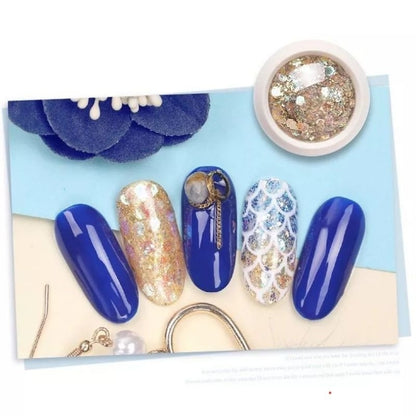 Pekanbaru Bubuk Glitter Manik Sequin Kristal Campur Warna Kutek Gel Uv Dekorasi Nail Art