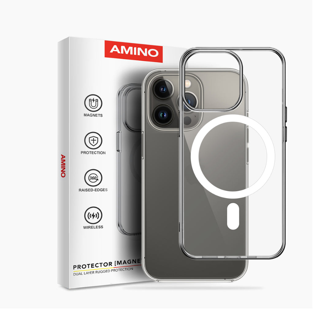 Magnetic Case Iphone Original AMINO Untuk Iphone 11 12 13 14 15 Pro Max Plus Clear Hybrid Bumper