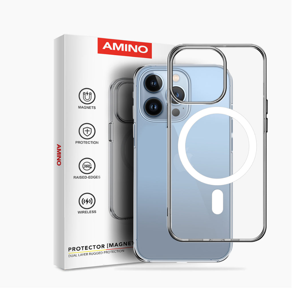 Magnetic Case Iphone Original AMINO Untuk Iphone 11 12 13 14 15 Pro Max Plus Clear Hybrid Bumper