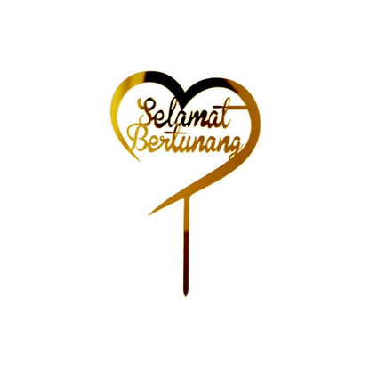 Pekanbaru Cake Topper Akrilik Happy Anniv / Happy Valentine / Happy Wedding (Instan Only)